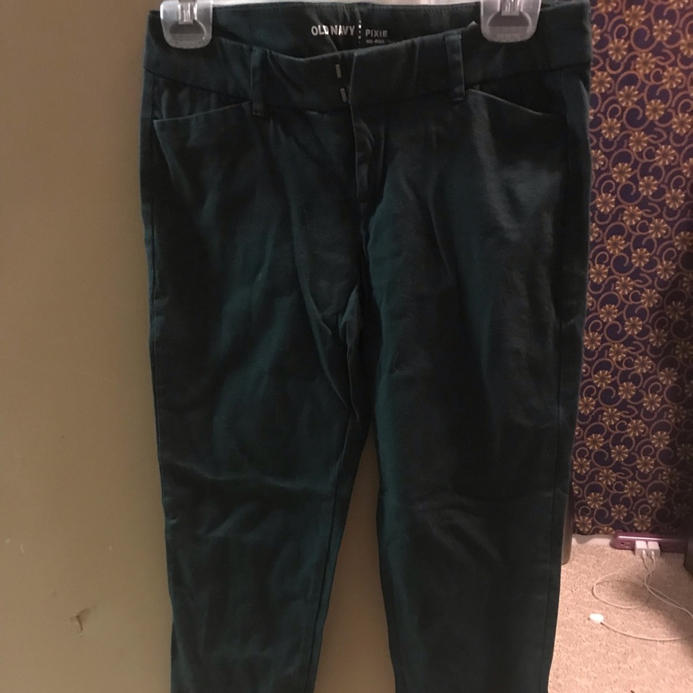 Green mid rise dress pants